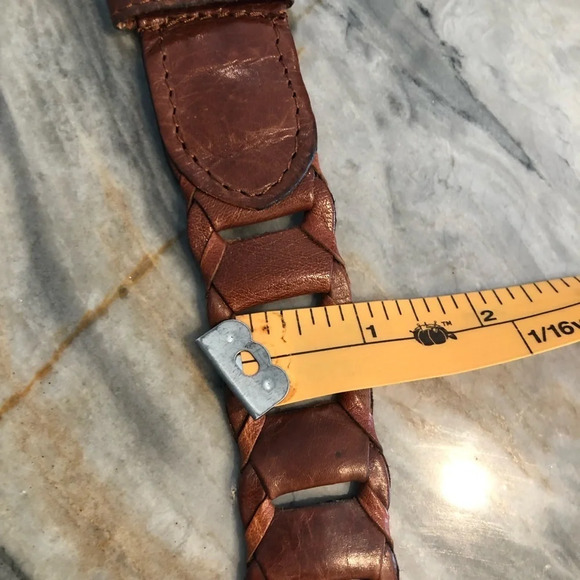 Vintage Brown Woven Leather Belt Small - Picture 3 of 5